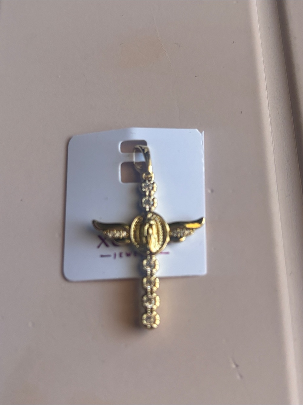 Ping Gold Winged Cross Pendant Necklace